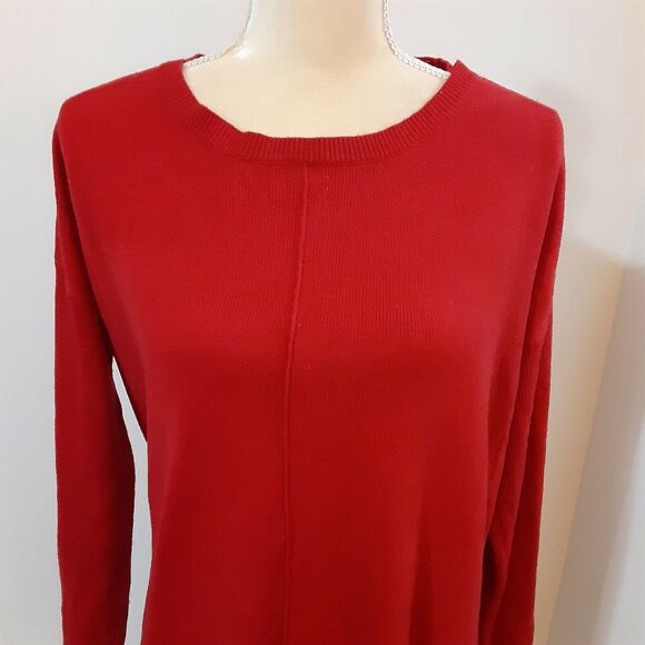 a.n.a red sweater tunic PXL 100% acrylic long sleeve side vents - Picture 2 of 3